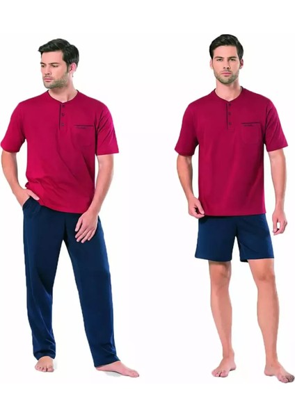Erkek Bordo Çeyizlik Penye 3'lü Pijama Takımı (1 Çift Çorap Hediye) R.o.5.3.z.e.7.0.l.t. fiyatları