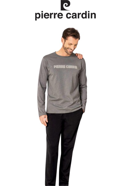 Erkek Gri Uzun Kol Pamuklu Pijama Takımı 1 Çift Çorap Hediye fiyatları