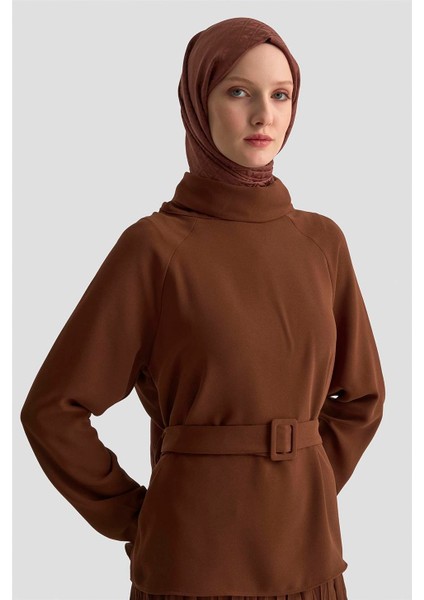 Kırışık Efektli Takım 25KD1019 Kahverengi fırsatları