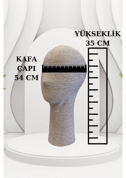 Keten Kumaş Kaplı Polyester Kafa Mankeni Aksesuar Mankeni Şapka Mankeni Peruk Mankeni