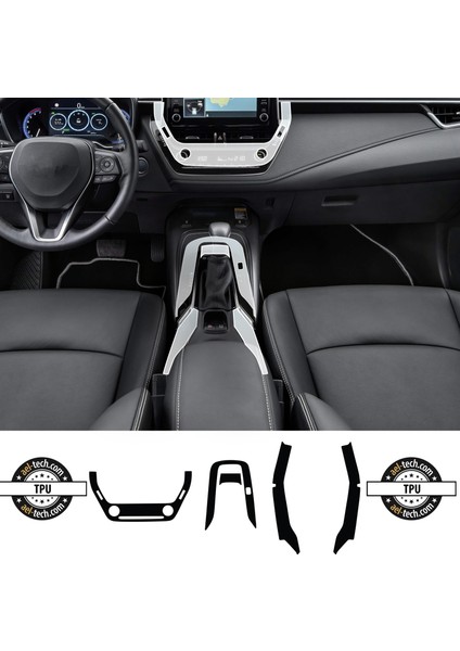 Toyota Corolla Uyumlu Klima Gösterge Vites Etrafı ve Kolçak Altı Piano Black Tpu Koruyucu