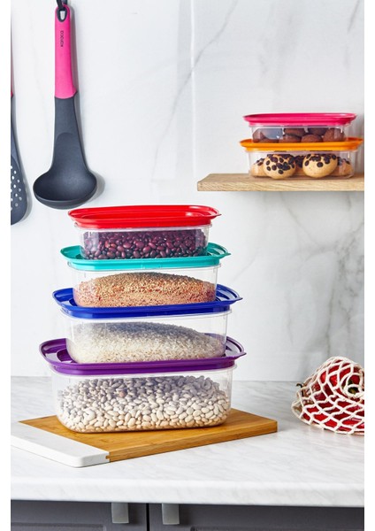 6'lı Çok Renkli Saklama Kabı Seti, Pratik ve Şık Mutfak Çözümü