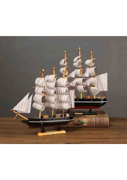 Ahşap Gemi Maketi El Yapımı Dekoratif Yelkenli Model Nautical Retro Tasarım Masaüstü Biblo Hediyelik fırsatları