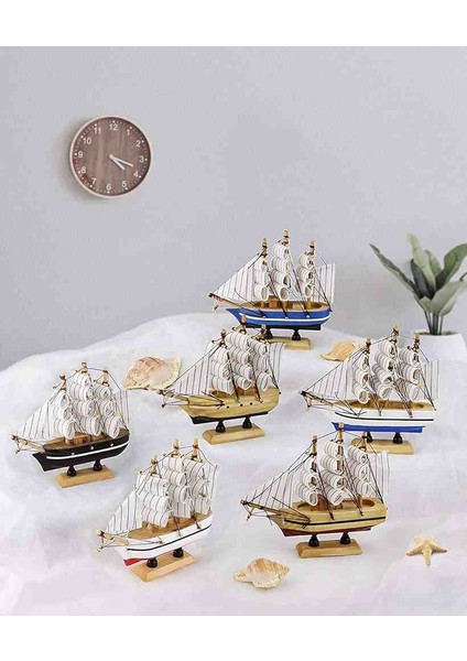 Ahşap Gemi Maketi El Yapımı Dekoratif Yelkenli Model Nautical Retro Tasarım Masaüstü Biblo Hediyelik indirimleri