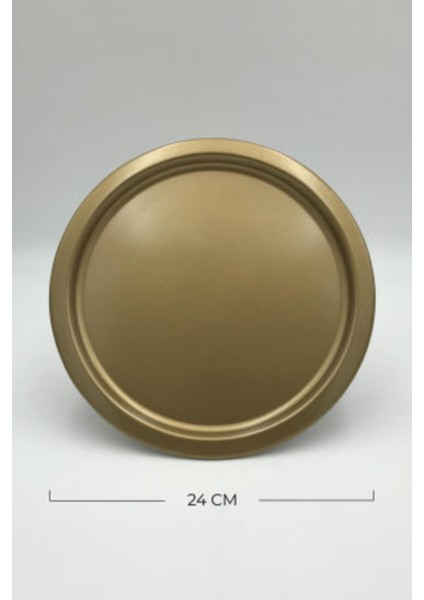 6'lı Renkli Metal Yuvarlak Servis Tepsisi 24 Cm, Dekoratif ve Şık Sunum Aracı fiyatları