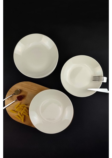 6'lı Krem Porselen Çukur Tabak Seti 19 Cm, Şık ve Dayanıklı Yemek Tabağı Kompleti fiyatları