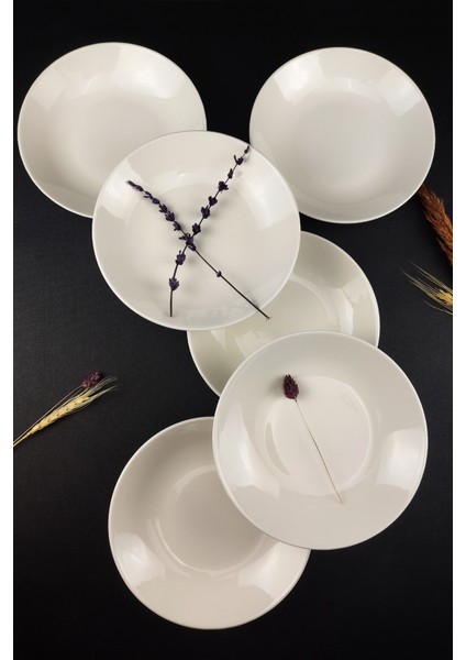 6'lı Krem Porselen Çukur Tabak Seti 19 Cm, Şık ve Dayanıklı Yemek Tabağı Kompleti fırsatları