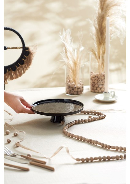 Şık 23 cm Siyah Ayaklı Servis Tabağı, Zarif ve Kullanışlı Tasarım fiyatları