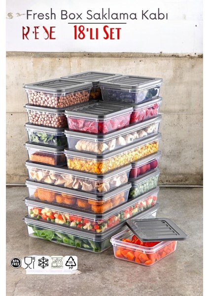 Gri 18'li Mikrodalga ve Derin Dondurucu Uyumlu Saklama Kabı Seti fiyatları