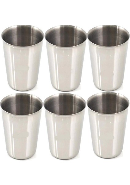 6'lı Paslanmaz Çelik Bardak Seti, 220CC, Kırılmaz, Garantili, Beyaz Renk