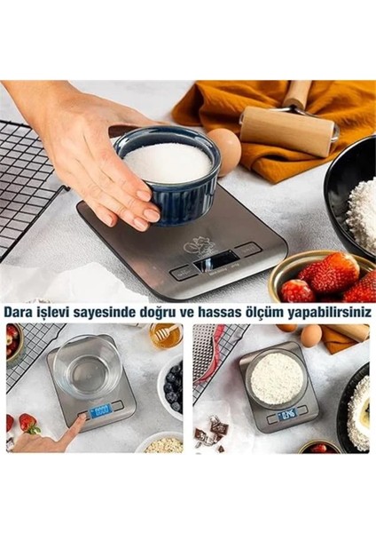 Dijital Mutfak Terazisi, Paslanmaz Çelik, Hassas Tartım, Led, Dara Işlevli, Çok Renkli fırsatları