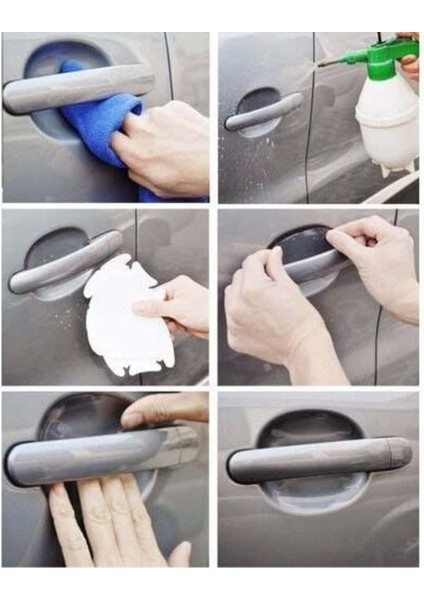 5'li Çok Renkli Araba Kapı Kolu Koruyucu Şeffaf Sticker Seti modelleri