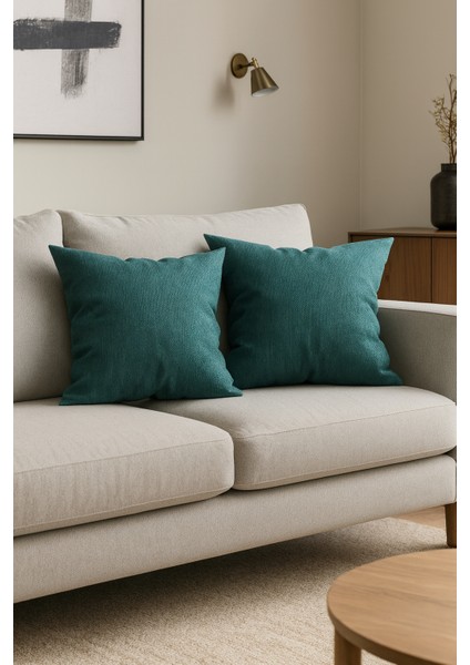 Parlak Turkuaz Kırlent Kılıfı Dekoratif Bohem Soft Koltuk Sırt Yastık Hediyelik Yılbaşı 45X45