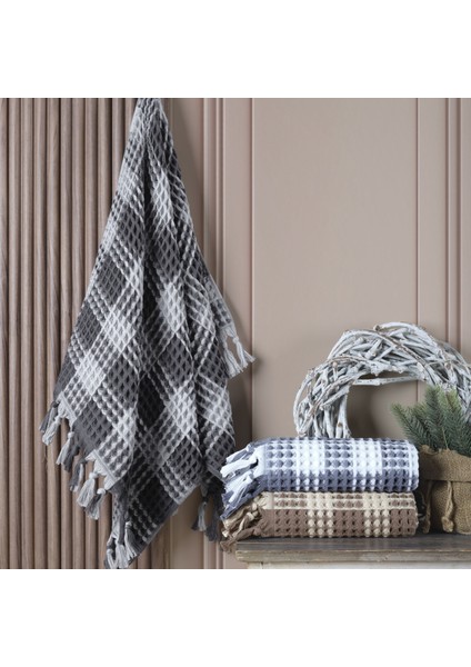 Stella - Ekose Desenli Pike Dokuma Havlu 50*90