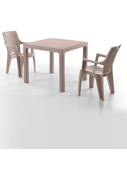 Efes 2 Kişilik Rattan Masa Sandalye Takımı Cappuccino