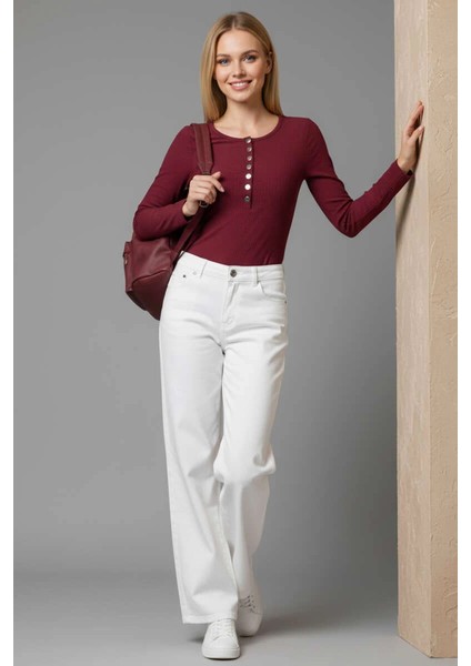 Çıtçıt Detaylı Bluz Bordo T4343 fiyatları