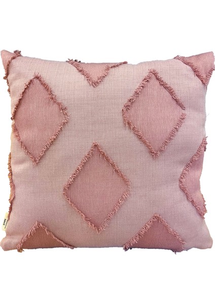 Cyrus Dekoratif Bohem Soft Koltuk Sırt Yastık Hediyelik Yılbaşı Kalın Kumaş 45X45 Pembe