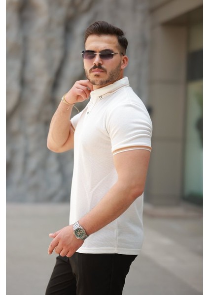 Erkek Düğmeli Yaka Waffle Kumaş Kısa Kollu Tişört fiyatları