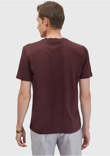 Kiremit Jakarlı Bisiklet Yaka %100 Pamuk T-Shirt indirimleri