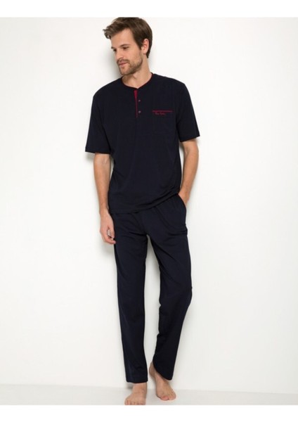 Erkek Lacivert 3lu Pijama Takımı Siyah Atlet Boxer Takım 5370-155