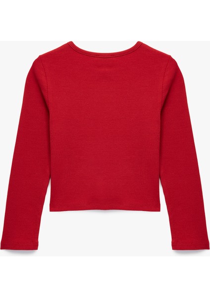 Pamuklu Baskılı Bisiklet Yaka Uzun Kollu Tişört fiyatları