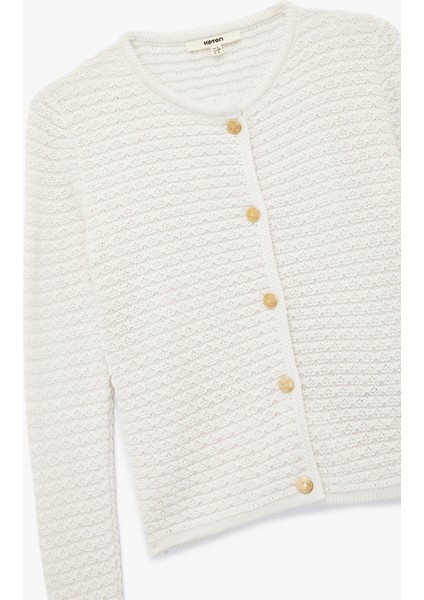 Uzun Kollu Bisiklet Yaka Düğmeli Triko Hırka modelleri