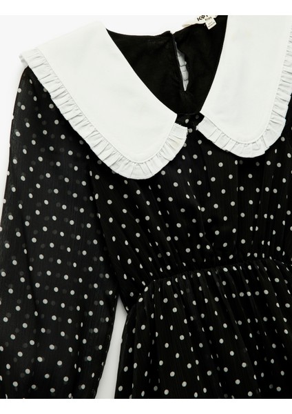 Bebe Yaka Uzun Kollu A Kesim Puantiyeli Elbise modelleri