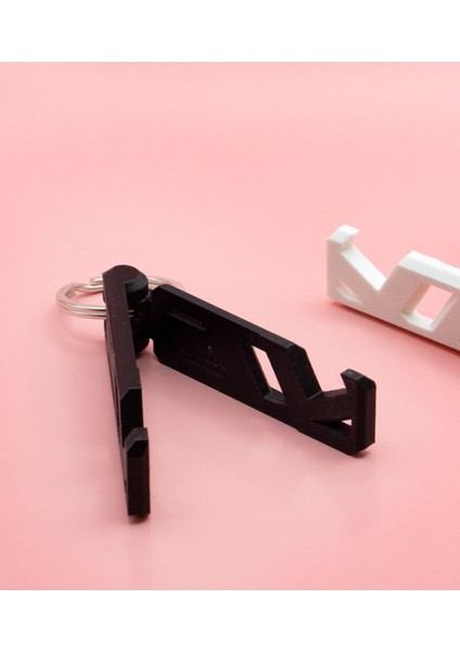 Şık Siyah Katlanabilir Telefon ve Anahtarlık Seti