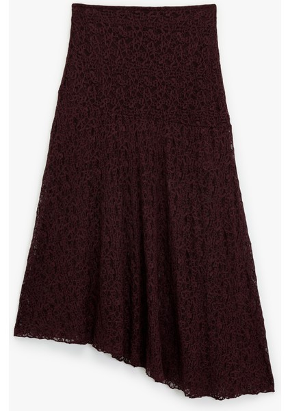 Asimetrik Kesim Yüksek Bel Midi Dantel Etek fiyatları