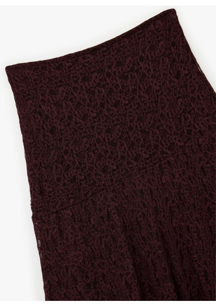 Asimetrik Kesim Yüksek Bel Midi Dantel Etek modelleri