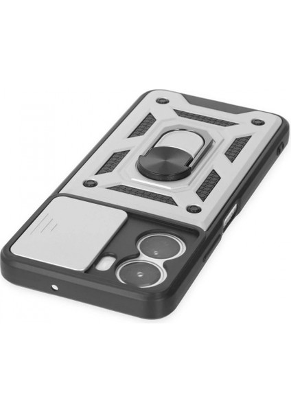 Vivo Y16 Kılıf Pars Lens Yüzüklü Silikon - Gümüş indirimleri