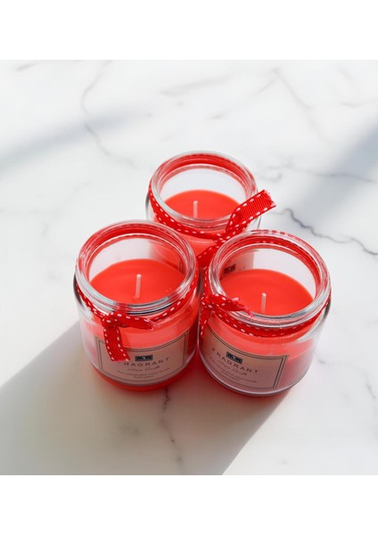 Kurdeleli Kavanozda 3'lü Kırmızı Mum fiyatları
