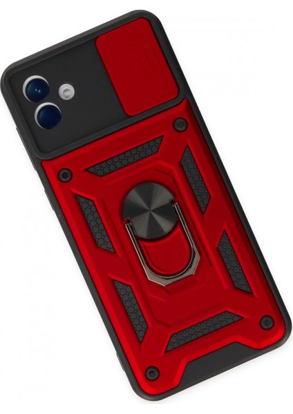 Samsung Galaxy A04 Kılıf Pars Lens Yüzüklü Silikon - Kırmızı modelleri