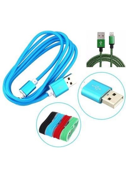 1.5m Örgü Şekilli Siyah Data Şarj Kablosu, Uzun ve Dayanıklı Kullanım