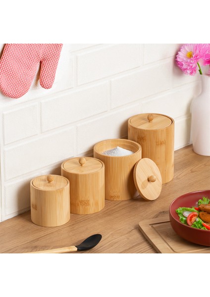 4361 Bambu Çok Amaçlı Saklama Kabı Organizer 4lü Baharat Seti fiyatları