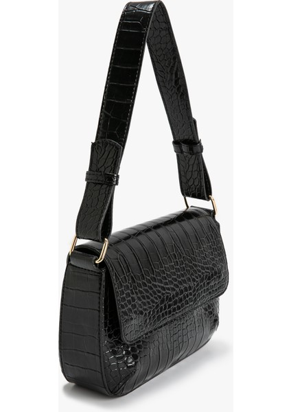 Kroko Görünümlü Kapaklı Suni Deri Omuz Çantası fiyatları