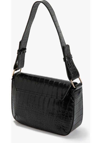 Kroko Görünümlü Kapaklı Suni Deri Omuz Çantası modelleri