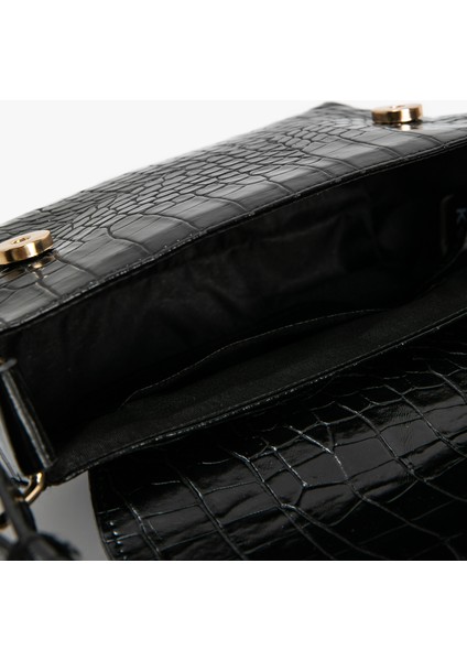 Kroko Görünümlü Kapaklı Suni Deri Omuz Çantası fırsatları