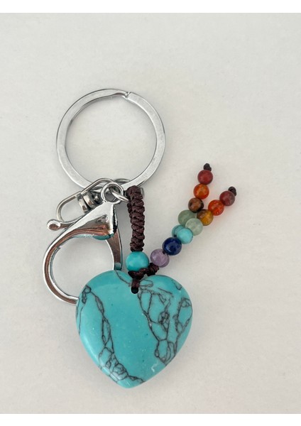 TURKUAZ DOĞALTAŞ NAZAR ANAHTARLIĞI CHARM KALP