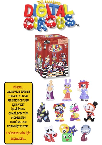 1 Adet Amazing Digital Circus All Star Mini Figür 5 cm 1 Kutu Içinde 1 Adet Sürpriz Karakter Geliyor
