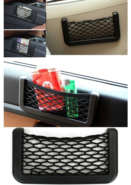 20X8 cm Otomobil Torpidoya Yapışan Kullanışlı Eşya Organizeri, Siyah