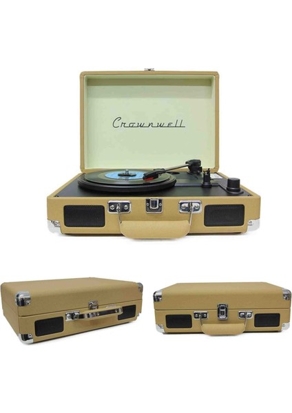 Ahşap Nostaljik Pikap Müzik Çalar Bluetooth & Hoparlörlü Gramofon 33/45/78 Devir Taş ve Plastik Plak Çalar