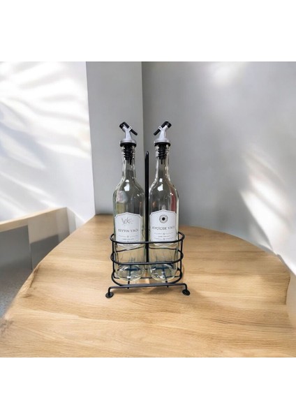 750 ml 2'li Cam Yağdanlık Seti, Metal Standlı, Şık ve Kullanışlı Yağ Şişeleri fırsatları