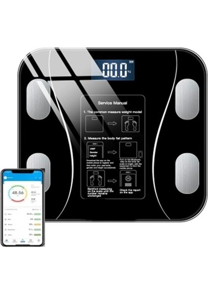 Bluetoothlu Dijital Kilo ve Vücut Ölçüm Cihazı, Sağlıklı Takip Için Ideal