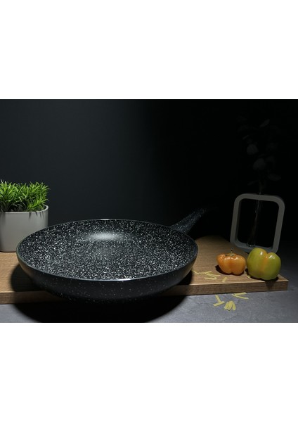 30CM Siyah Yanmaz Yapışmaz Granit Tava, Sağlıklı ve Dayanıklı Mutfak Gereci