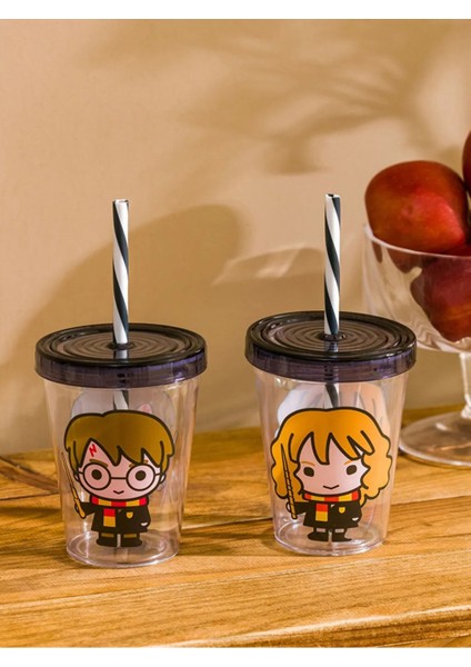 Renkli 2'li Pipetli Bardak Seti 450 Ml, Eğlenceli ve Şık Tasarım