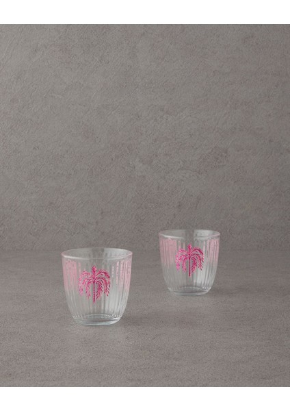 Iki Adet 290 ml Pembe ve Bordo Cam Bardak Seti, Şık ve Kullanışlı Tasarım