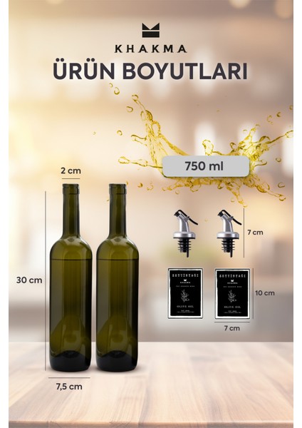 Yeşil 2'li 750 ml Zeytinyağı Şişesi Yağdanlık Seti modelleri