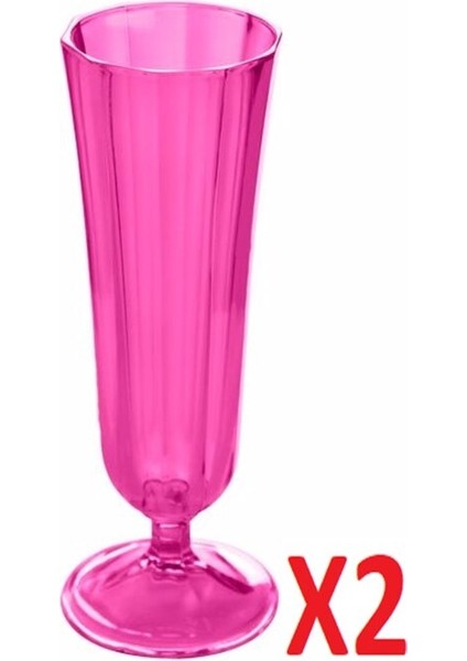 Pembe 130CC 2'li Flüt Şampanya Bardağı Seti