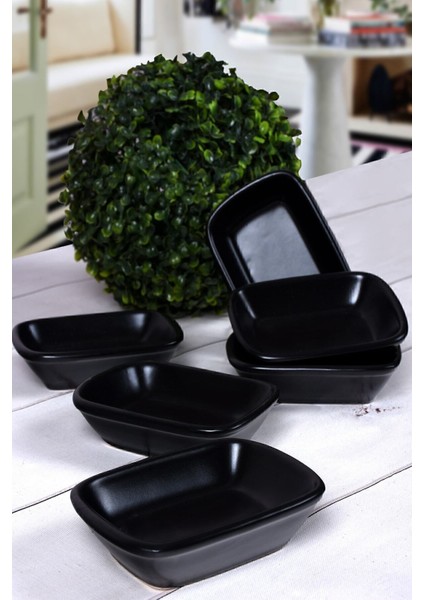 Siyah Dikdörtgen Çerezlik Seti, 13 Cm, 6'lı Paket, Şık ve Kullanışlı Tasarım